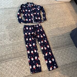 Old Navy Blue and White Santa Pajama Set